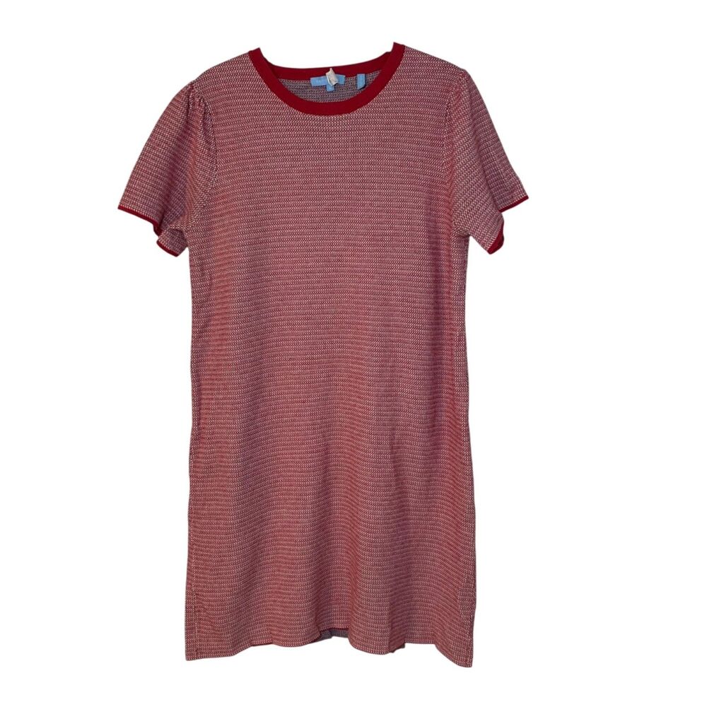 Draper James Womens Red Textured Shift Sweater Dress L Preppy Holiday Party